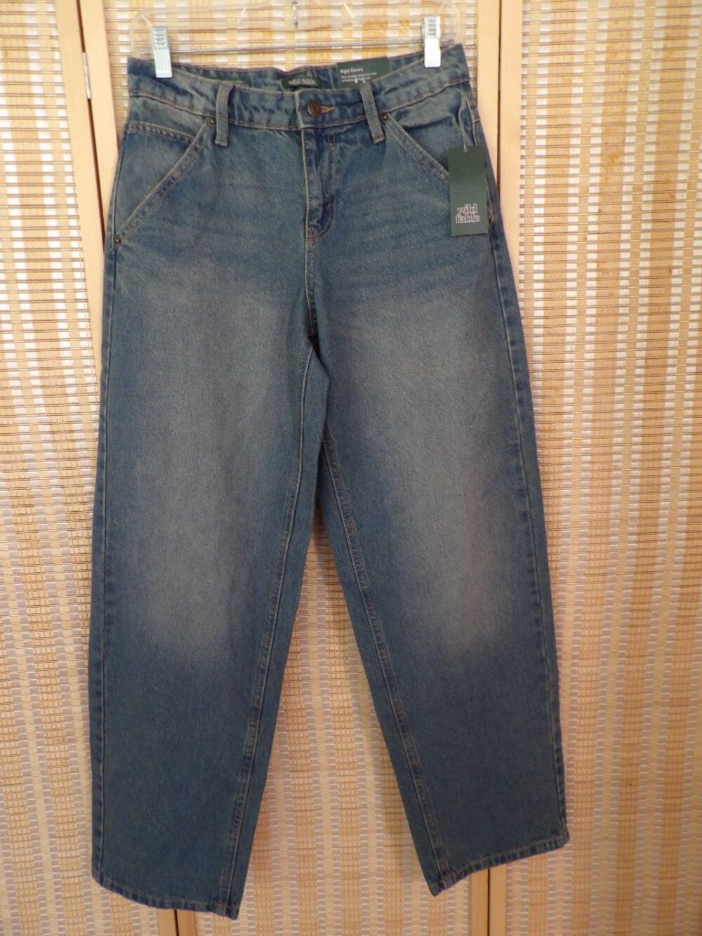 NWT Women's Wild Fable Size 0 Mid-Rise 90's Relaxed Straight Denim Jeans